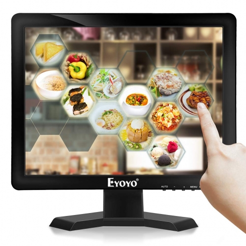 Eyoyo EM15T 15 inch Touch Screen Monitor POS Monitor HDMI VGA LCD Monitor 4:3 Display 1024×768 w/Built-in Speaker for POS System Industrial Equipment Computer Laptop