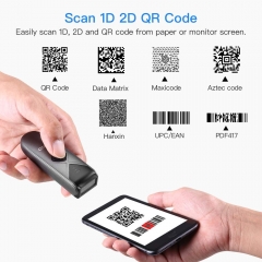 Eyoyo EY-015 Bluetooth Barcode Scanner, Mini Portable Barcode Reader with USB Wired/Bluetooth/ 2.4G Wireless Connection 1D 2D QR PDF417 Data Matrix Image Scanner for iPad, iPhone, Android, Tablets PC