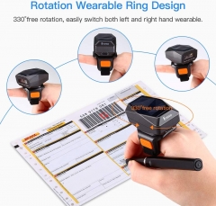 Eyoyo EY-016 2D Finger Ring Barcode Scanner, Mini Wearable 3-in-1 USB Wired & 2.4G Wireless & Bluetooth Scanner, Image 1D QR Bar Code Reader PDF417 Data Matrix Screen Scan for iPad, Smartphone, PC