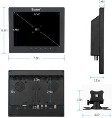 Eyoyo S801H 8 Inch HDMI Monitor 1024x768 Resolution Display Portable 4:3 TFT LCD Mini HD Color Video Screen Support HDMI VGA BNC AV Ypbpr Input for PC CCTV Home Security with Mount