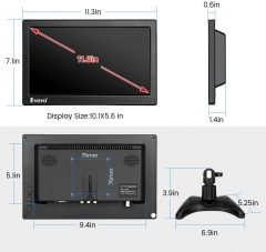 Small HDMI Monitor, Eyoyo 12 Inch Monitor 1366x768 IPS Screen CCTV Security Monitor Small PC Screen Raspberry Pi Monitor with HDMI VGA AV BNC Input Built-in Dual Speakers