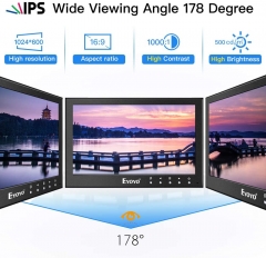 Eyoyo 10 Inch CCTV Monitor EM10Y HDMI Display Portable LCD Monitor 1080x600 HD IPS Screen 500cd/㎡ High Brightness with HDMI/AV/VGA/USB/BNC Input for PC/DVR/DVD/Surveillance Security Camera