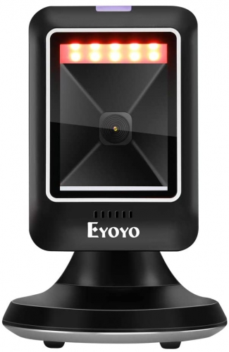 Eyoyo 2D 1D Desktop Barcode Scanner, Platform Scanner with Automatic Sensing Scanning Omnidirectional Hands-Free USB Wired Barcode Reader Work with POS PC for Supermarket Library Retail Store