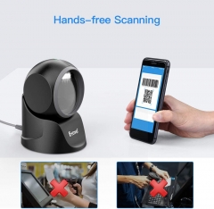 Eyoyo EY-7130 1D 2D Desktop Barcode Scanner, with Automatic Sensing Scanning Omnidirectional Hands-Free Barcode Reader QR Screen Scanning Platform Scanner for POS PC Supermarket Bookstore Retail Mall