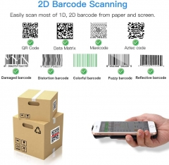 Eyoyo EY-017 2D Bluetooth Barcode Scanner, Portable Back Clip Wireless 1D 2D QR Barcode Reader with Bluetooth Function PDF417 Data Matrix Code Maxicode Image Scanning Compatible with Android, iOS