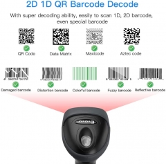 Eyoyo EY-H2 Handheld USB 2D Barcode Scanner QR PDF417 Data Matrix 1D Bar Code Scanner Wired Barcode Reader with USB Cable for Mobile Payment, Convenience Store, Supermarket, Warehouse