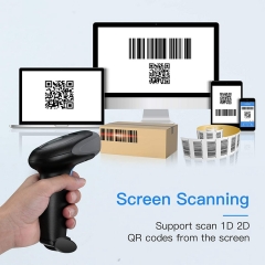Eyoyo EY-019W Wireless Barcode Scanner, Handheld 2.4G Wireless & USB Wired 2D Barcode Reader Support QR PDF417 Data Matrix Screen Scanning Auto Sensing for Warehouse Library Store