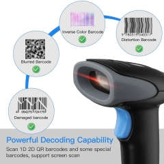 Eyoyo EY-019Y Barcode Scanner USB, Handheld Wired 1D 2D QR Barcode Reader Plug and Play DataMatrix, PDF417 Bar Code, Support Screen Scanning, for Supermarket, Warehouse, Library, Store