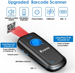 Eyoyo QR Code Scanner Bluetoth, with Volume Adjust Button and Physical Power Switch, Portable 2D Bar Code Scanner for Inventory, 2.4G Cordless Image Reader for Tablet iPhone iPad Android iOS PC POS