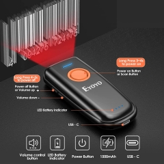 Eyoyo 1D Linear Wireless Barcode Scanner Bluetooth,Fast&Accurate Scanning,Volume Adjust Button,Battery Level Indicator,Mini Portable Pocket Inventory Bar Codes Reader for Computer, Android, iOS Phones