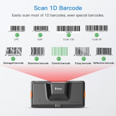 Eyoyo Phone Back Clip 1D Bluetooth Barcode Scanner, No Block Camera, Fast&Accurate Scanning, Mini Inventory Bar Codes Reader for Warehouse Book Library Retail Store Compatible with Android, iOS iPhone
