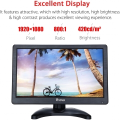 Eyoyo 12 inch HD 1920x1080 IPS LCD HDMI Monitor Screen Input Audio Video Display with BNC Cable for PC Computer Camera DVD Security CCTV DVR Home Office Surveillance