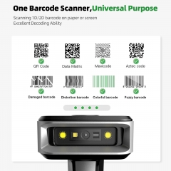 Eyoyo 2D Barcode Scanner, 3 in 1 Wireless Barcode Scanner with 2500mAh Battery, Power Level Indicator Design, Auto Scanning Available, Universal for Warehouse, Library, Bookstore, Supermarket