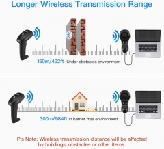 Eyoyo Wireless Barcode Scanner with USB Cradle Charging Base, 492ft Long Transmission Handheld 1D Cordless Barcode Reader Portable Bar Code Scanning for Bookstore Retail Supermarket Warehouse