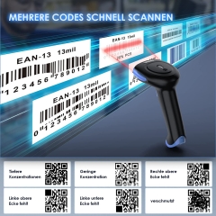 Eyoyo Barcode Scanner 1D 2D QR Handheld, Code Scanner 3 in 1 Connection Type Bluetooth 2.4G Wireless USB Cable, Barcode Reader with Windows, Android, iOS, Tablets or Computer