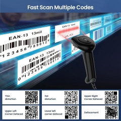 Eyoyo Wired Barcode Scanner, USB Connection for Stable&Fast Scanning, Compatible with Phone, Tablet, PC, Laptops, QR Bar Code Reader Handheld for Inventory,Book,Mobile Payment, Supermarket, Warehouse