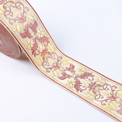 6 cm custom embroidery decorative jacquard woven ribbon trim for curtain