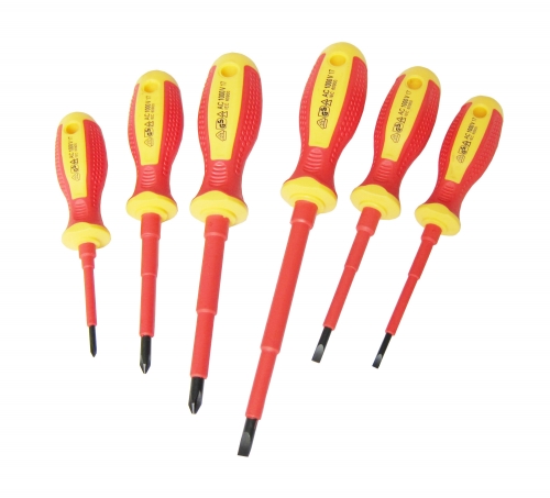 Insulated Magnetic Tip Screwdriver 6Piece Set, Electrical Screwdriver 6-Pack, 1000V VDE Tested, Chrome Vanadium Steel, VDE-GS Certified