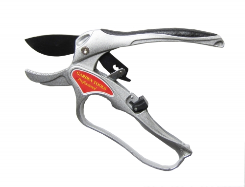 Ratchet Hand Pruner 8 Inch - Aluminium Anvil Pruning Shears - Gardening Tools - Ergonomic handle with Soft Grip - Teflon Coated Cutting Blade