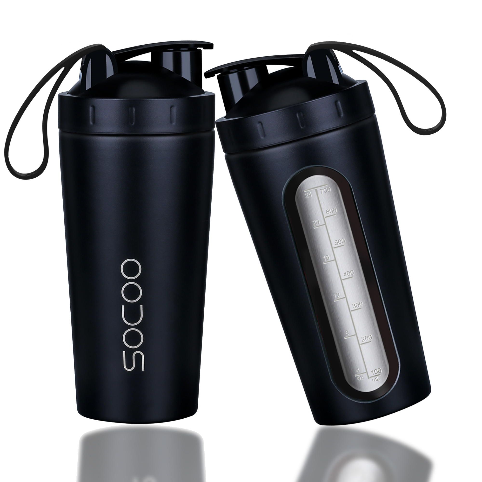 Stainless Steel Shaker Bottle with Visible Window