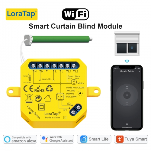 LoraTap Tuya Smart WiFi Curtain Switch Relay Module for Roller Shutter Window Blinds Google Home Alexa Voice Control