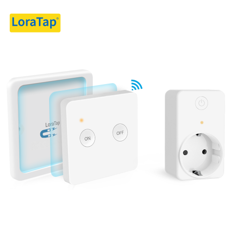LoraTap EU FR RF Wireless 16A 230V 3680W Power Socket Plug Kit Control by 2 Channels Magnetic Portable Remote No WiFi No Hub