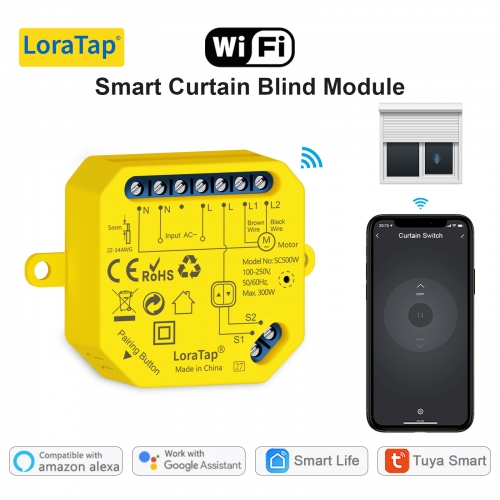 LoraTap Tuya Smart WiFi Curtain Switch Relay Module for Roller Shutter Window Blinds Google Home Alexa Voice Control