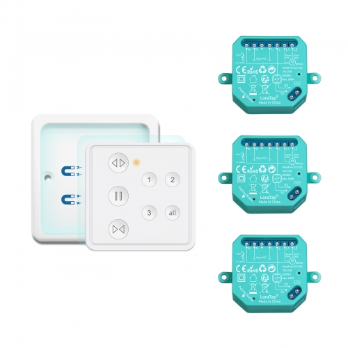 LoraTap Wireless Roller Shutter Module, 3 in 1, with RF Remote Control, 868Mhz Radio Transmitter, Curtain Stores Switch Switch, Wall Relay