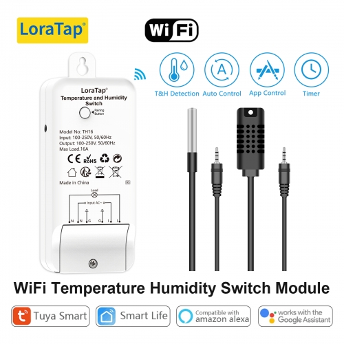 LoraTap Tuya Smart Temperature And Humidity Switch Module On/Off Devices Wifi Wireless Voice Control by Alexa Google Home