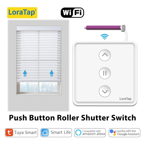 LoraTap Roller Shutter Curtains Blinds Push Button Switch Tuya Smart Life Electric Motor Engine Connected WiFi Alexa Google Home