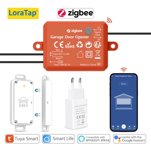 Tuya ZigBee 3.0 Garage Door Wireless Sensor Opener Controller Switch Control by Smart Life Works with Google Home Echo Alexa