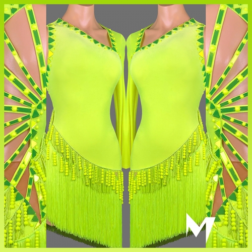 [SOLD] Fluorescent Asymmetrical Fringe Dress #L022