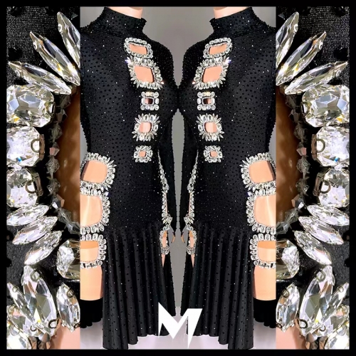 [SOLD] Crystallized Black Turtleneck Dress #S012