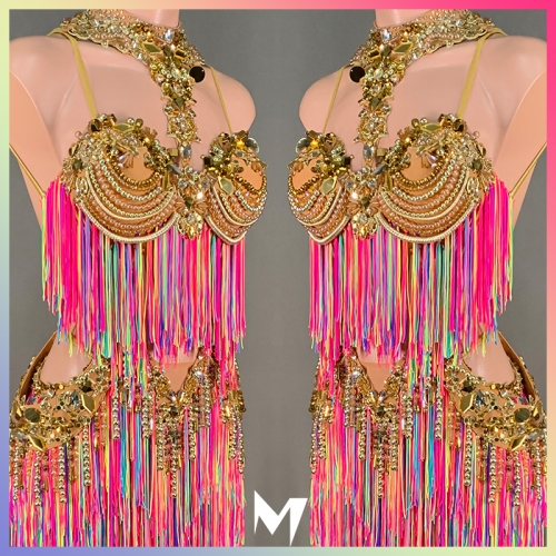 [SOLD] Multicolor Fringe Tassels Dress #S026