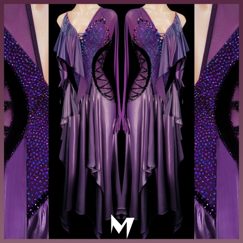 [SOLD] Deep Purple Leathery Chiffon Smooth Dress #S126