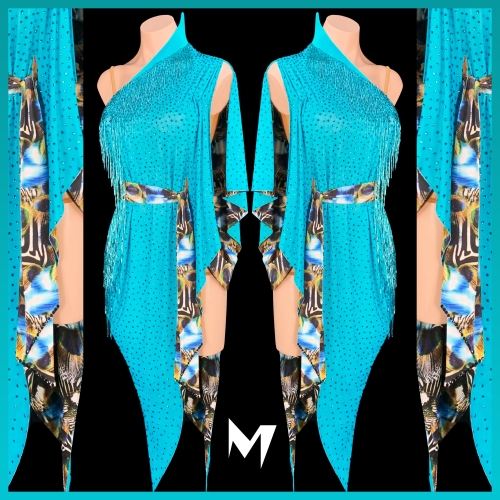 [SOLD] Peacock Blue Drape Dress #S136