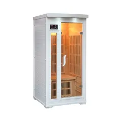 White 1 Person Low EMF Infrared Sauna Wood at Home