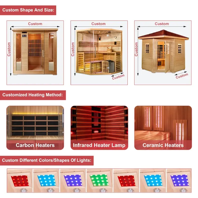 Custom Outdoor 4 Person Infrared Sauna Detox Low EMF