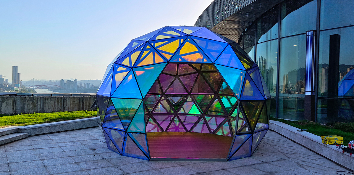 colorful glass dome tent