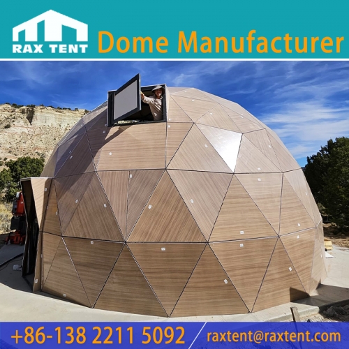 7M 8M Wood Colored Glass Dome House for Four Season Glamping