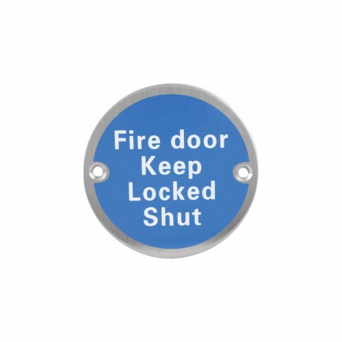 Stainless steel fire door closed Sign Plate SP020