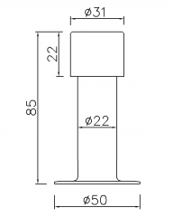 DS-44 Stainless steel Rubber Cylinder Door Stop Stopper Floor Mounted