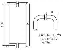 PH-09 Stainless Steel Glass DoorPull Handle