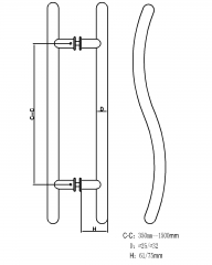 PH-02 Stainless Steel Glass DoorPull Handle