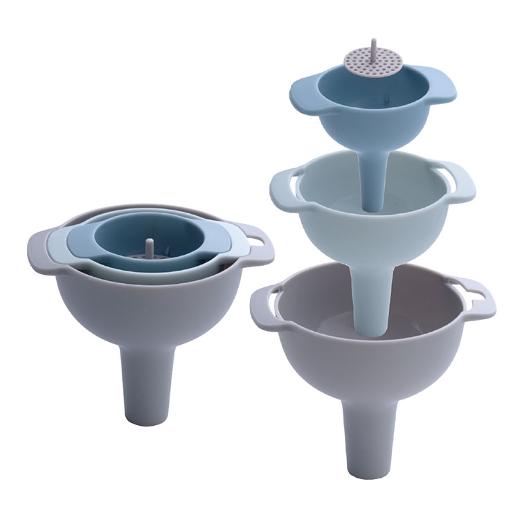 3 piece Food Grade Plastic Kitchen plastic funnel Set with Handle and