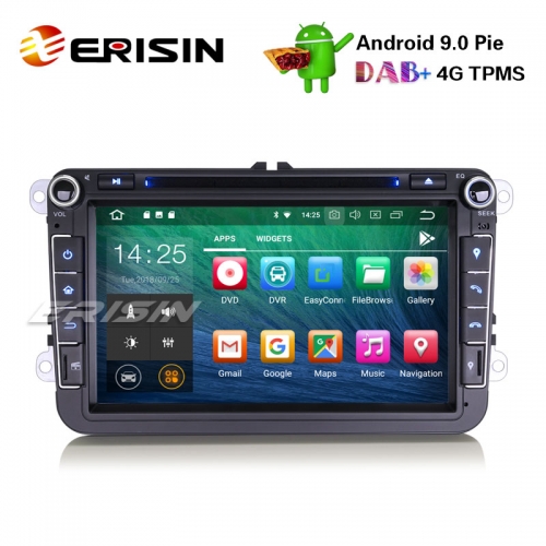 Erisin ES4815V 8" DAB + OPS Estéreo para auto Android 9.0 para VW Golf Passat Tiguan Polo Seat Skoda GPS DVD