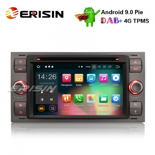 Erisin ES4866F 7" Android 9.0 Autoradio GPS DAB + DVB-T2 DVD OBD Para Ford Focus Kuga Galaxy