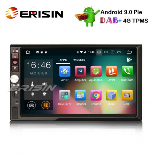 Erisin ES4841U 7" Double 2 Din Android 9.0 Estéreo GPS del coche WiFi DAB + DVR DTV Bluetooth OBDII Sat Nav