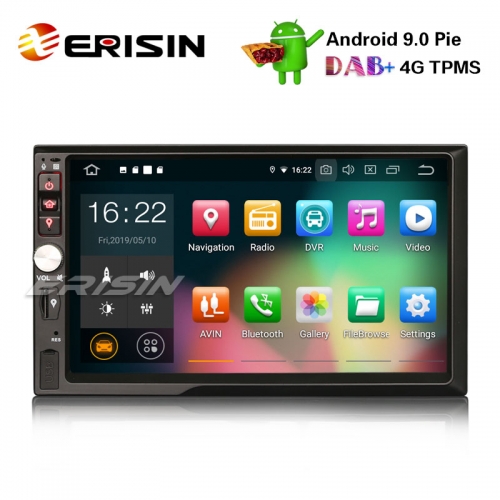 Erisin ES7941U 7" HD Double Din Android 9.0 Car Stereo GPS Satnav WiFi TPMS DAB+ Radio DVR DTV-IN OBD2 4G