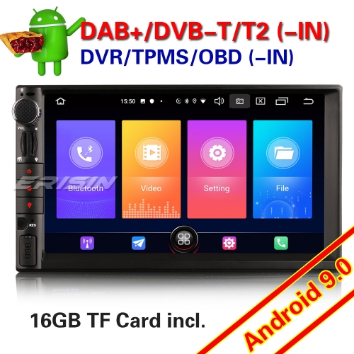 Erisin ES2649U Android 9.0 Double Din Car Stereo Radio GPS SatNav DAB+ Bluetooth OBD 4G WiFi SD